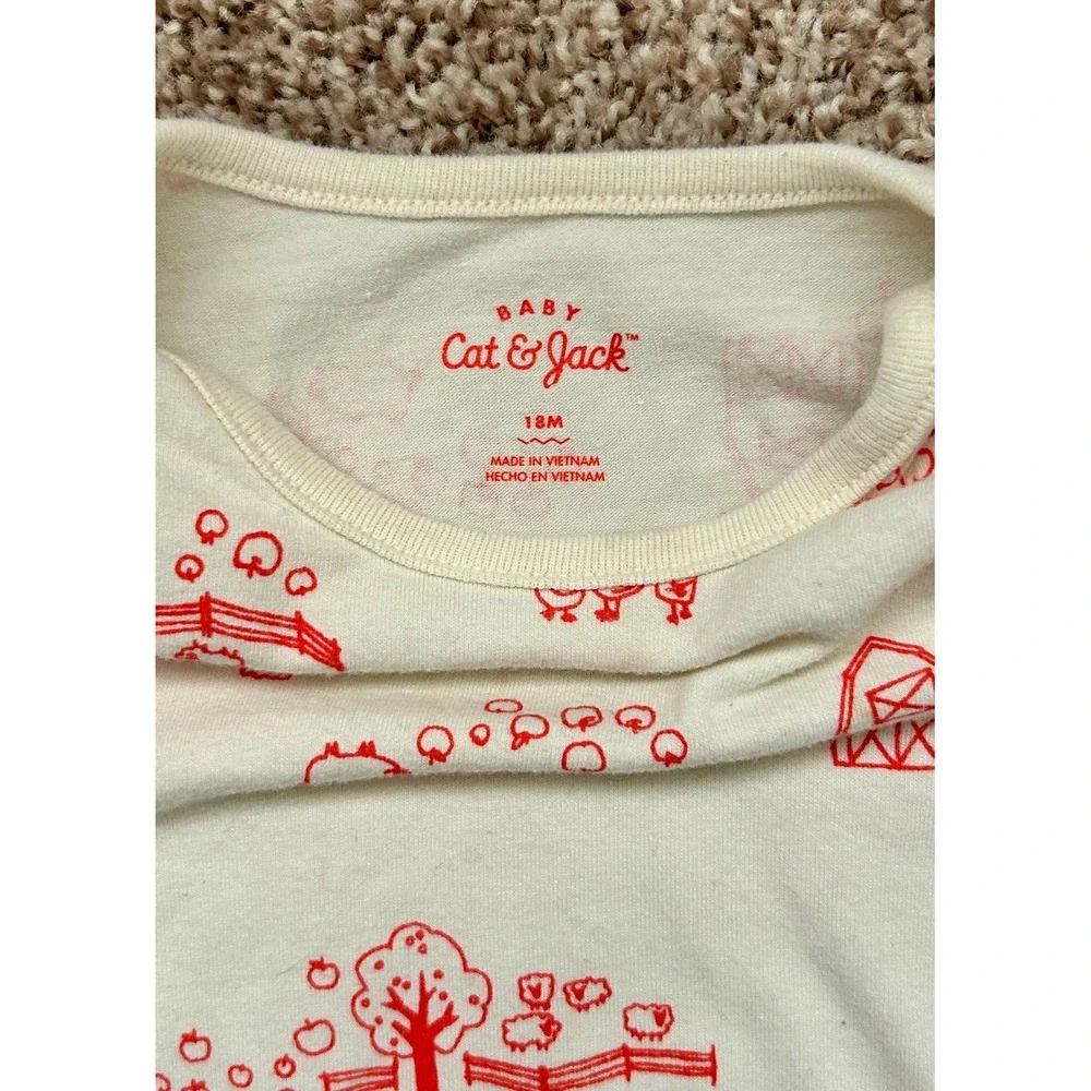 Cat & Jack‎ Baby Girl Farm Bodysuit and Apple Suspender Skirt Set 18M Navy Cream